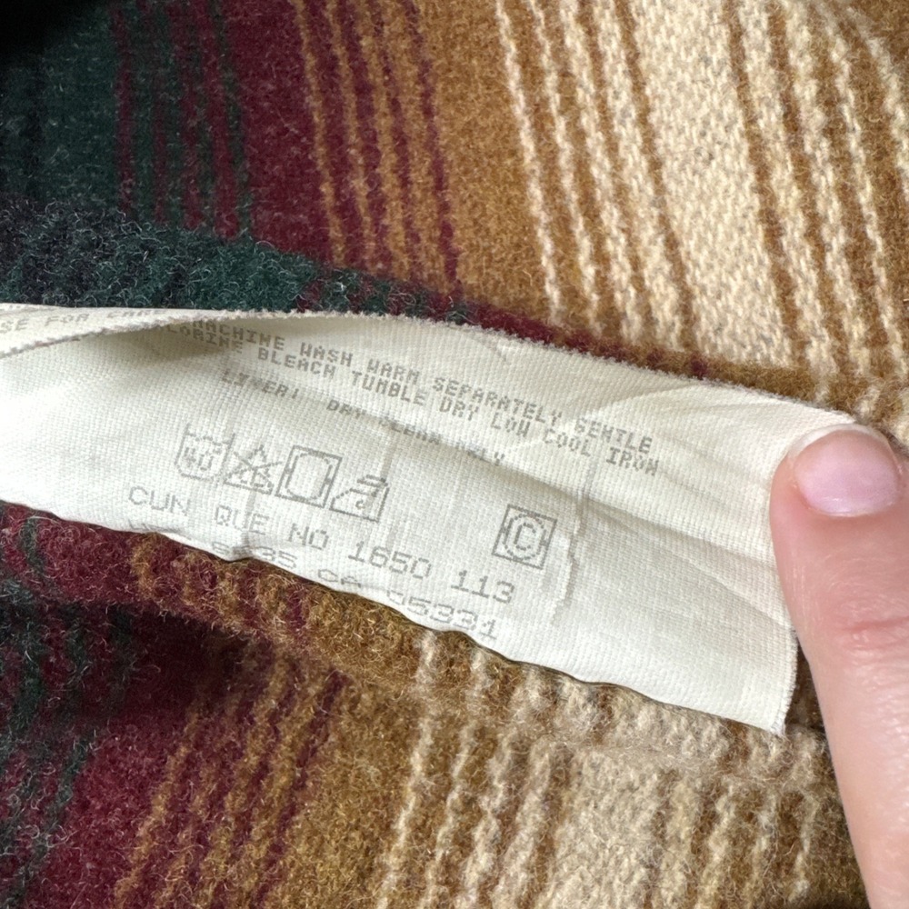 Vintage Woolrich XL Coat LINER ONLY Serape Wool Buttons USA Stripe Replacement - Picture 4 of 7
